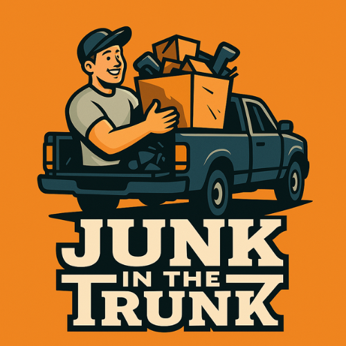 Junk in the Trunk mascot carrying boxes